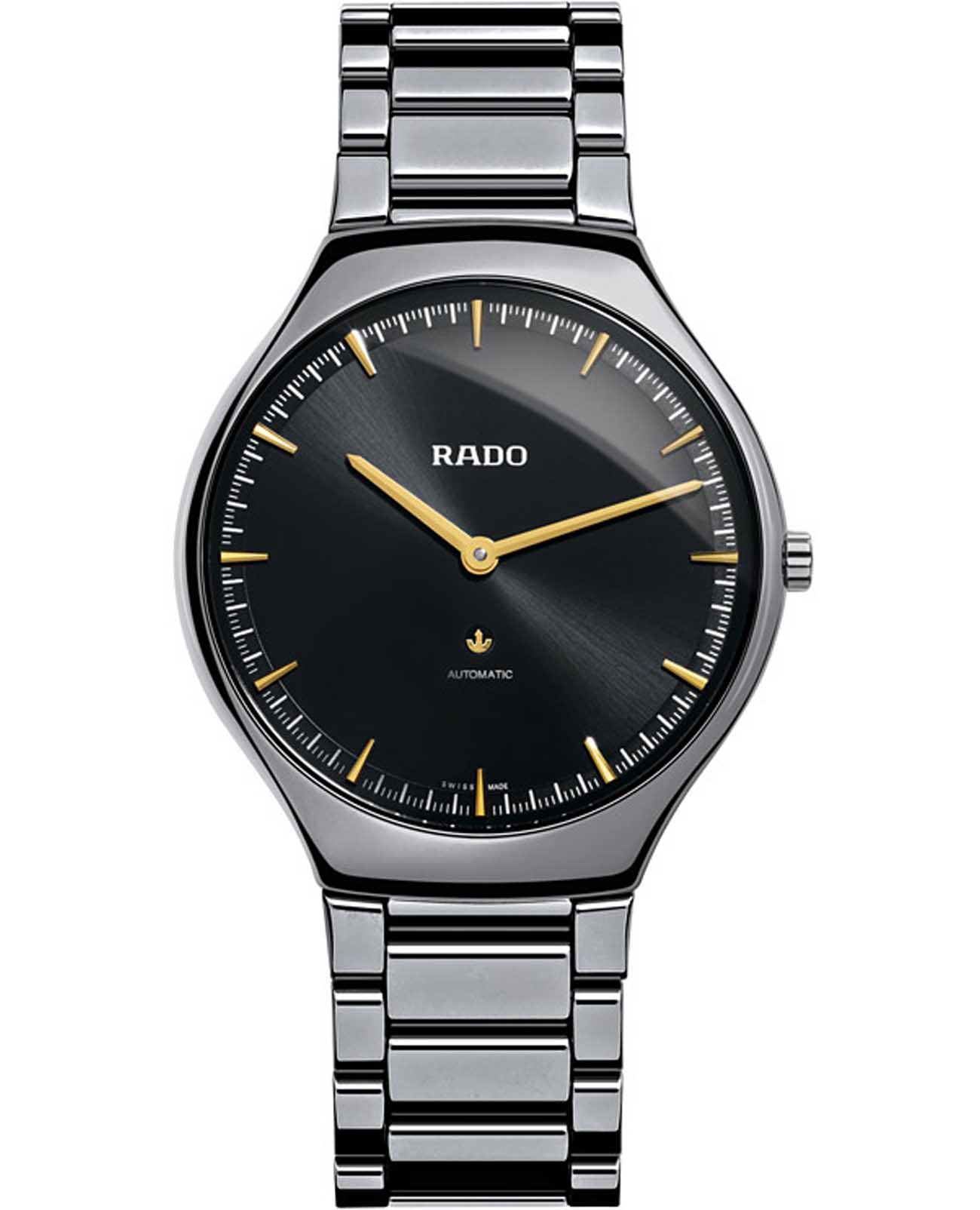 Rado Rado True Thinline Automatic R27972162 Automatic R27972162 механические мужские часы черный циферблат, браслет высокотехнологичная плазменная керамика — вид спереди