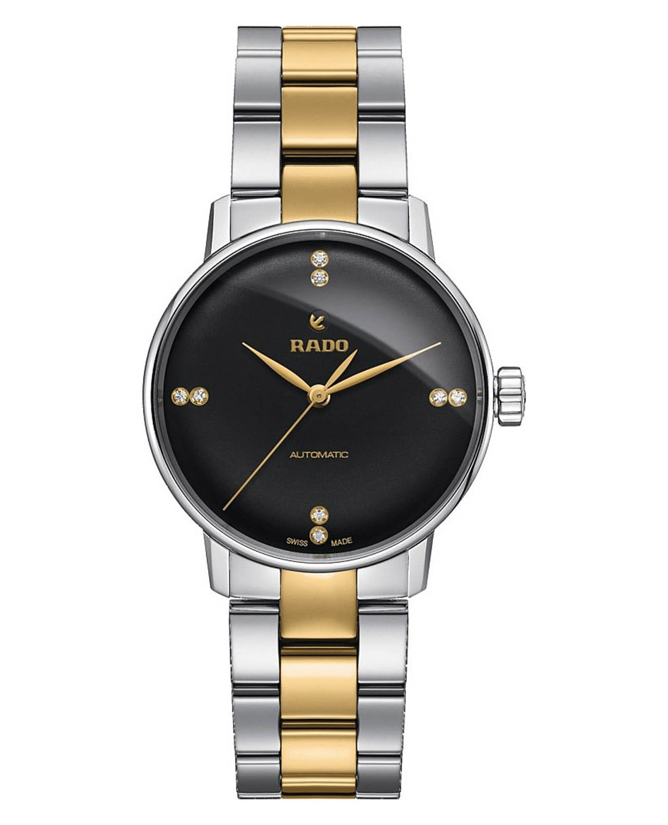 Rado Rado Coupole Classic R22862712 Classic R22862712 механические женские часы черный циферблат, браслет сталь + ceramos™ — вид спереди