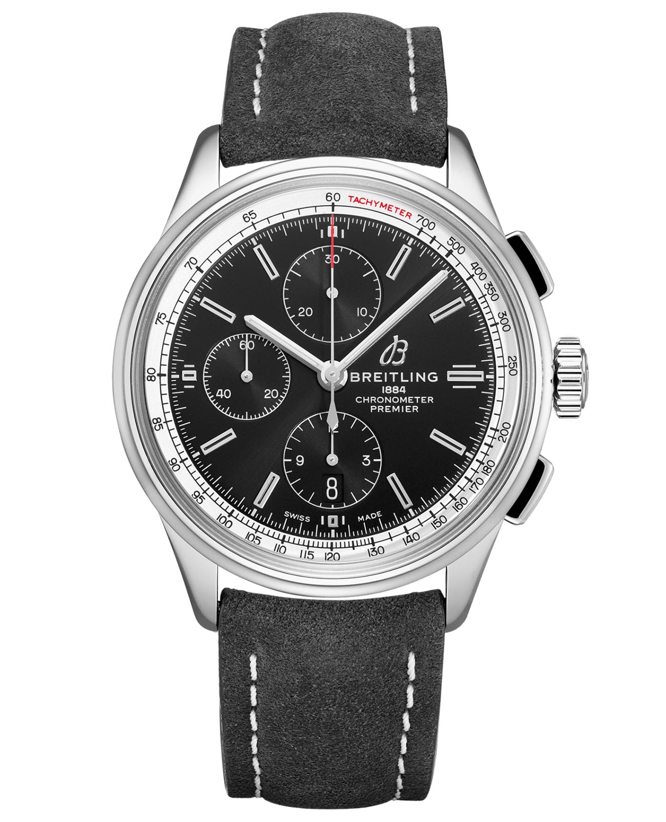 Breitling Breitling Premier Chronograph 42 A13315351B1X2  A13315351B1X2 механические мужские часы черный циферблат, браслет кожаный — вид спереди