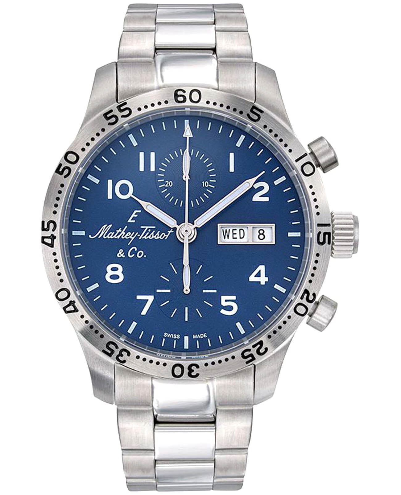 Mathey-Tissot Mathey-Tissot Type 21 H1821CHATBUG  H1821CHATBUG механические мужские часы синий циферблат, браслет нержавеющая сталь — вид спереди