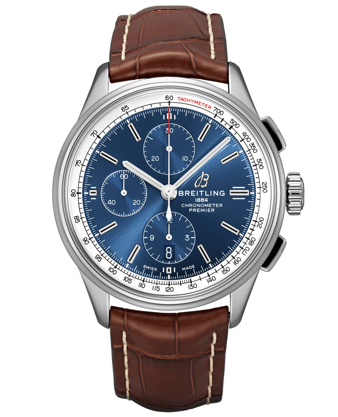 Breitling Breitling Premier Chronograph 42 A13315351C1P2  A13315351C1P2 механические мужские часы синий циферблат, браслет кожаный — вид спереди