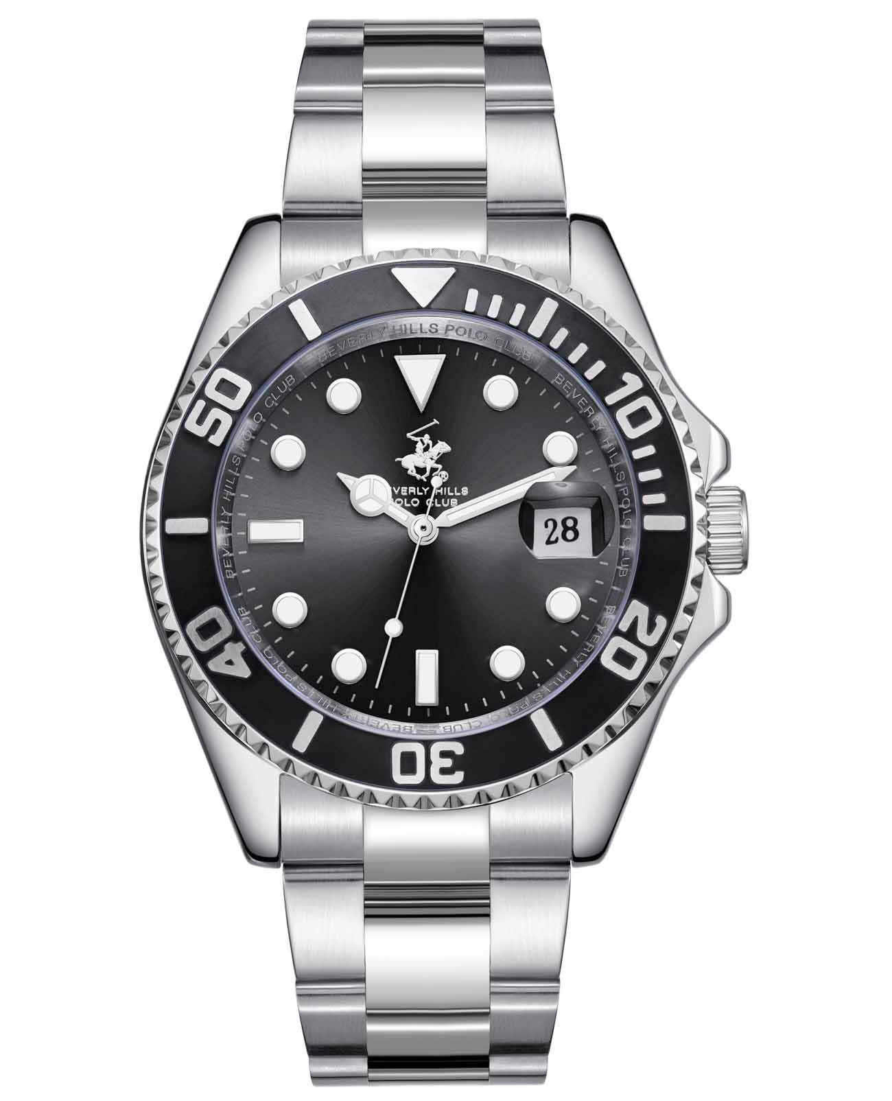 Beverly Hills Polo Club Beverly Hills Polo Club BP3797X.350  BP3797X.350 кварцевые мужские часы черный циферблат, браслет нержавеющая сталь — вид спереди
