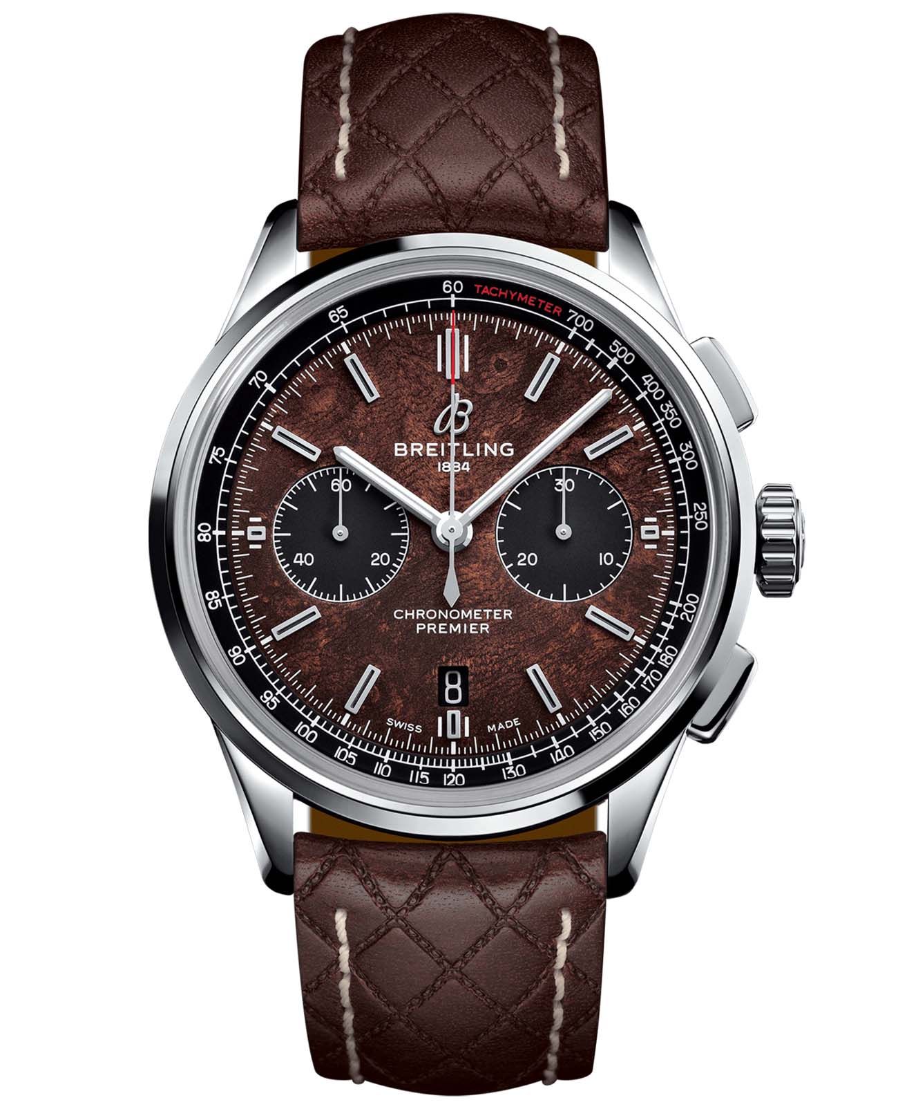Breitling Breitling Premier B01 Chronograph 42 Bentley Centenary Limited Edition AB01181A1Q1X1  AB01181A1Q1X1 механические мужские часы коричневый циферблат, браслет кожаный — вид спереди