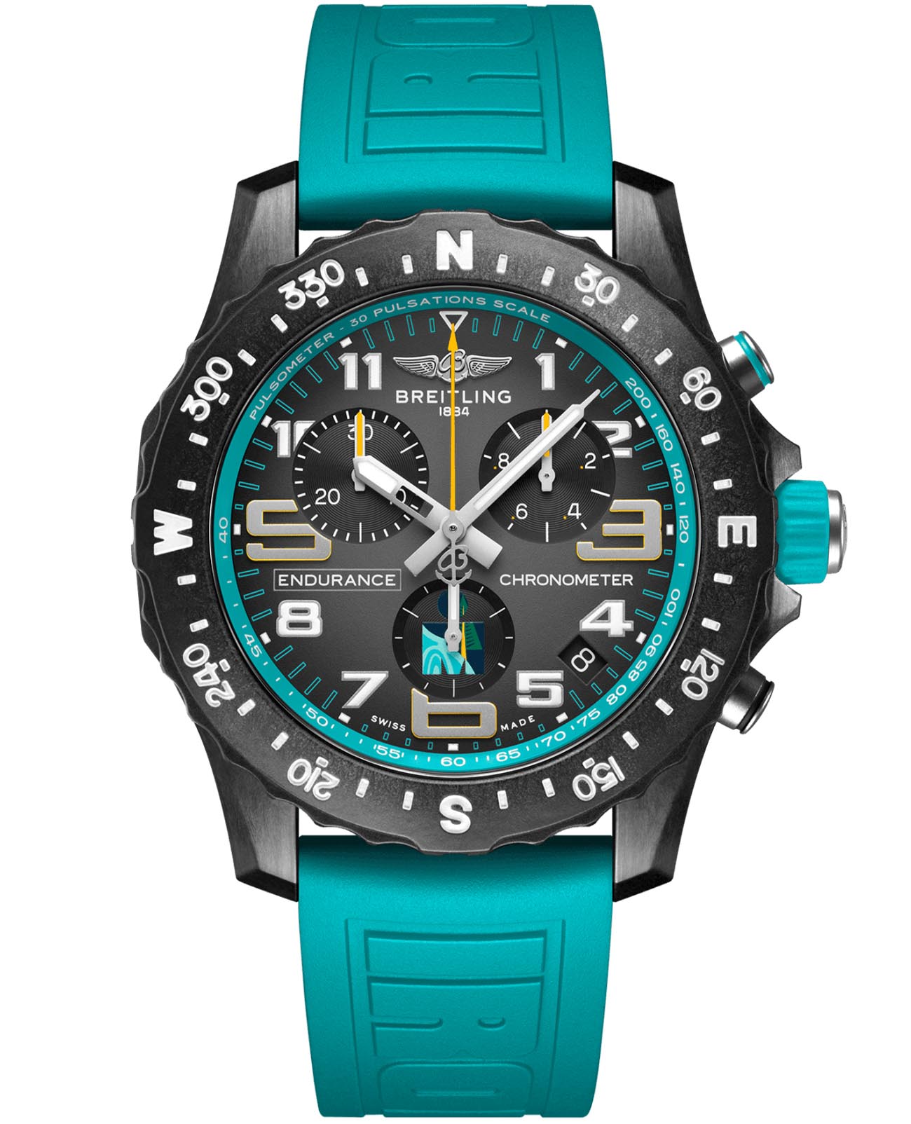 Breitling Breitling Endurance Pro Ironman World Championship X823105C1M1S1  X823105C1M1S1 кварцевые мужские часы серый циферблат, браслет каучук — вид спереди