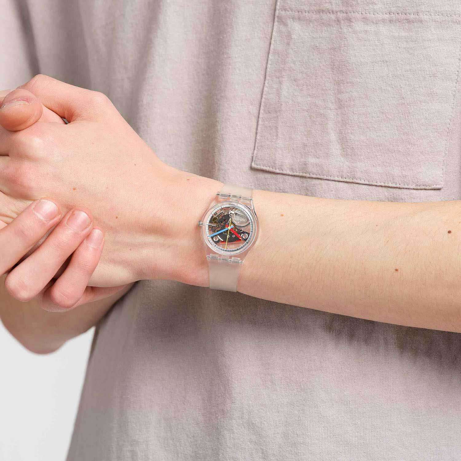 Swatch Swatch Gent Biosourced Standard SO28K100 женские часы прозрачный циферблат на запястье