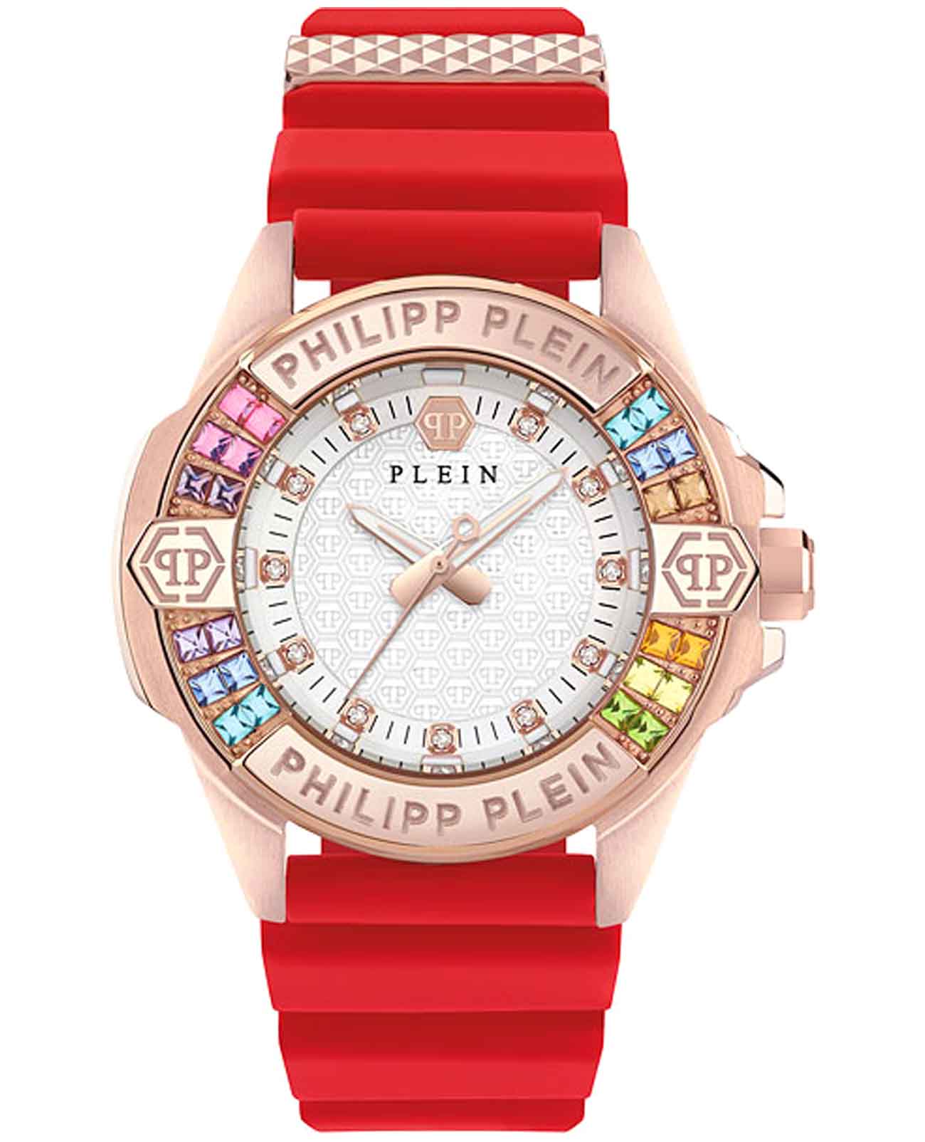 Philipp Plein Philipp Plein Plein Majesty PWOFA0325  PWOFA0325 кварцевые женские часы белый циферблат, браслет силикон — вид спереди