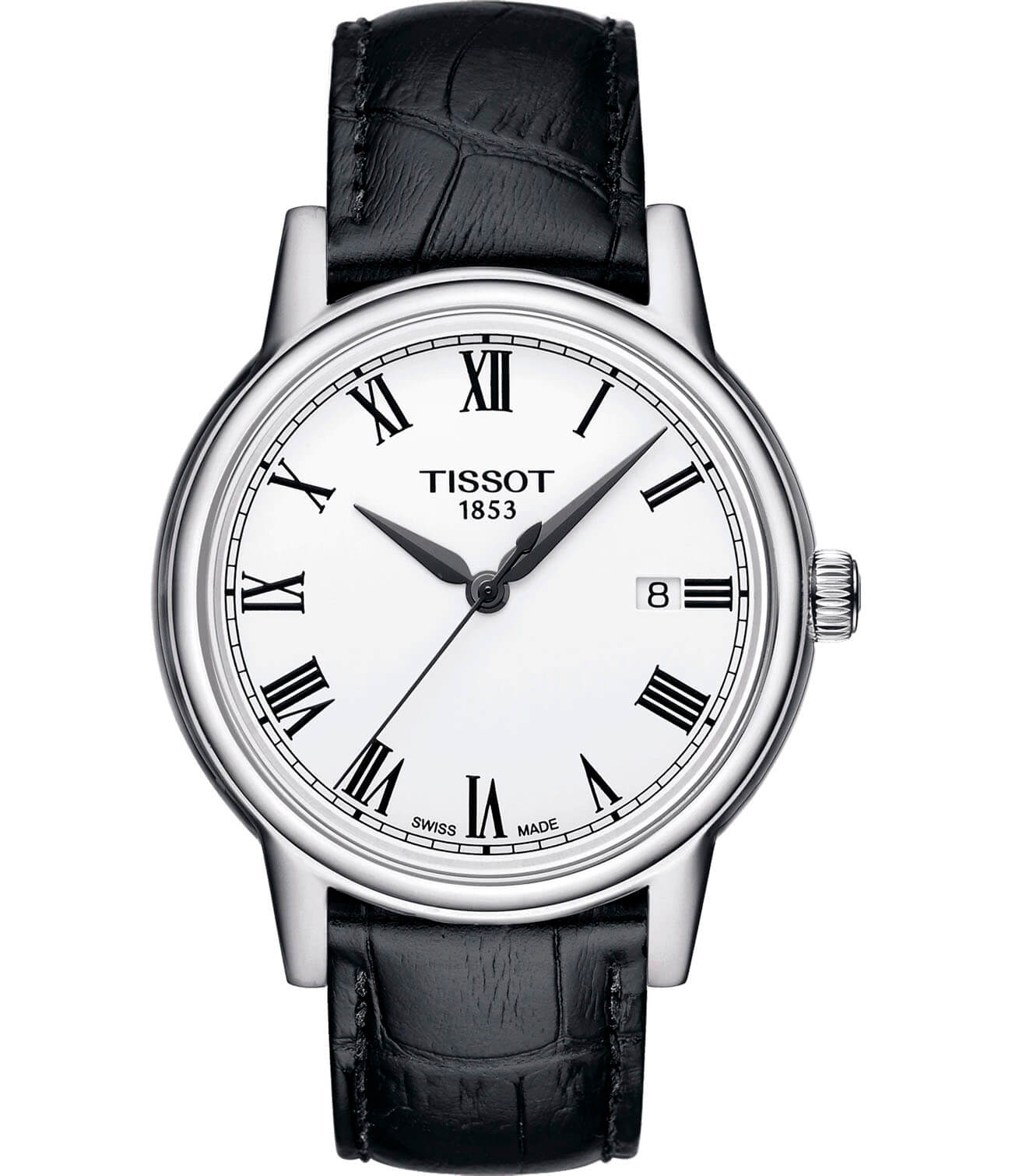 Tissot Tissot Carson T085.410.16.013.00 Carson T0854101601300 кварцевые мужские часы белый циферблат, браслет кожаный — вид спереди
