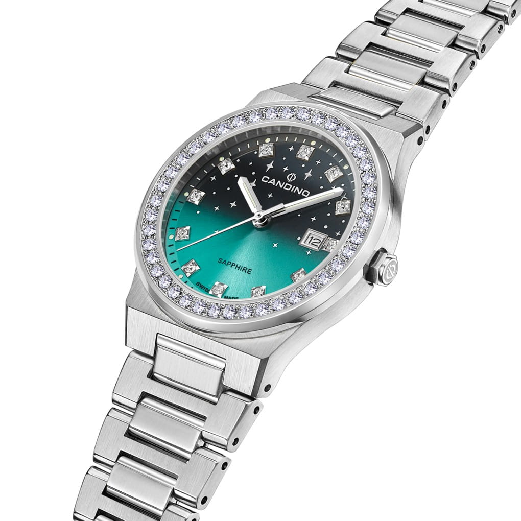 Candino Candino Lady Elegance Sparkling Date C4749/2,  швейцария женские часы на браслете нержавеющая сталь боковой вид