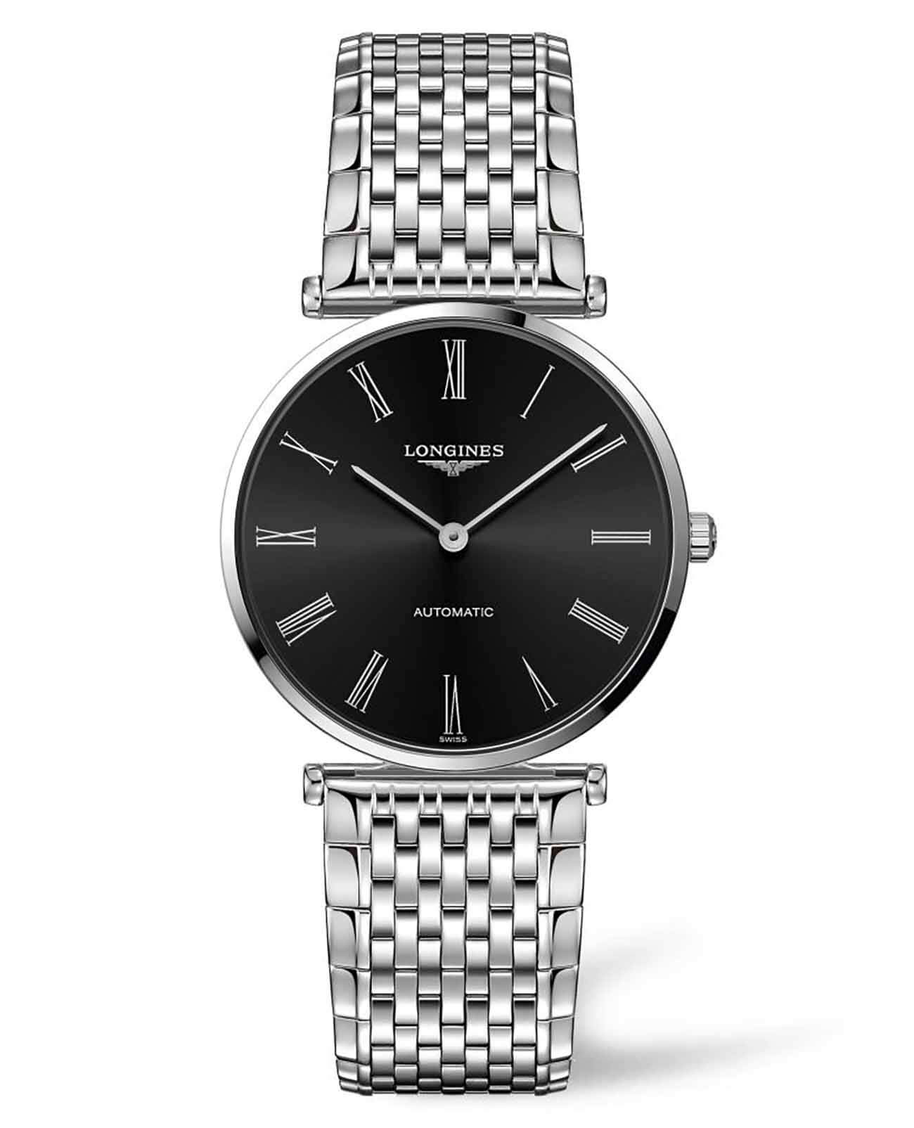 Longines Longines La Grande Classique L4.908.4.51.6  L49084516 механические женские часы черный циферблат, браслет нержавеющая сталь — вид спереди
