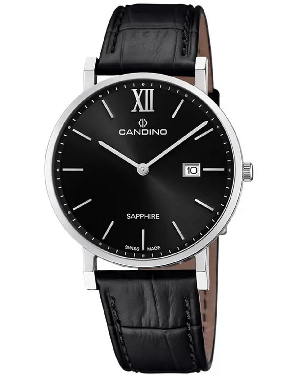 Candino Candino Couple C4724/3  C4724/3 кварцевые мужские часы черный циферблат, браслет кожаный — вид спереди
