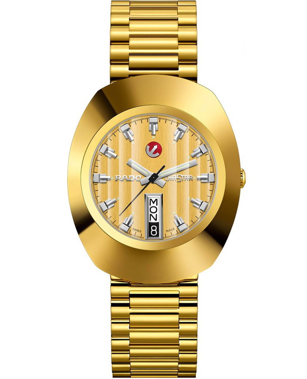 Rado Rado The Original Automatic R12413633 Automatic R12413633 механические мужские часы золотой циферблат, браслет нержавеющая сталь с pvd-покрытием — вид спереди