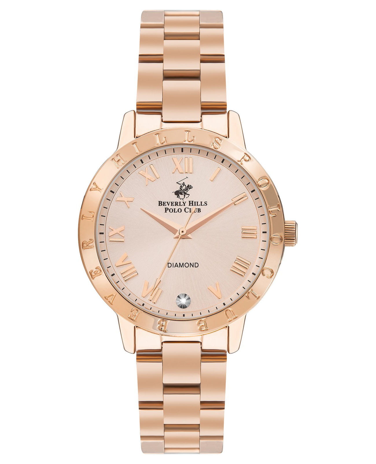 Beverly Hills Polo Club Beverly Hills Polo Club BP3386C.410  BP3386C.410 кварцевые женские часы золотой циферблат, браслет нержавеющая сталь с ip-покрытием — вид спереди