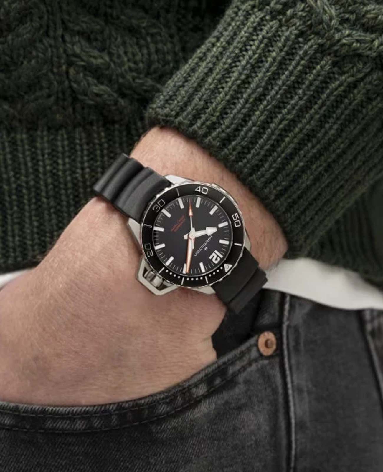 Hamilton Hamilton Khaki Navy Frogman Auto H77455330 швейцария наручные мужские часы заводная головка с логотипом Hamilton