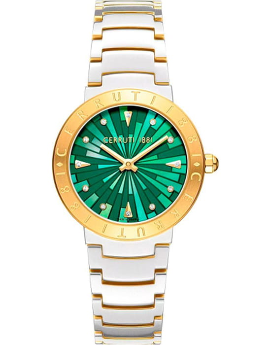Cerruti 1881 Cerruti 1881 Filiano CIWLG0073804  CIWLG0073804 кварцевые женские часы зеленый циферблат, браслет нержавеющая сталь с ip-покрытием — вид спереди
