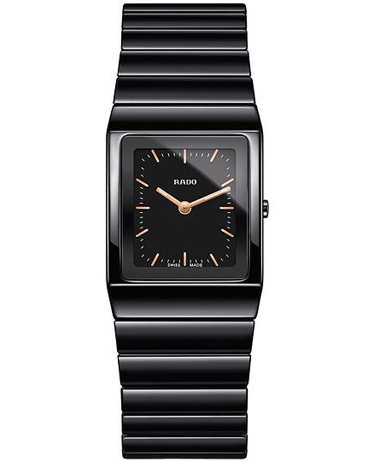 Rado Rado Ceramica R21348162  R21348162 кварцевые женские часы черный циферблат, браслет керамика — вид спереди