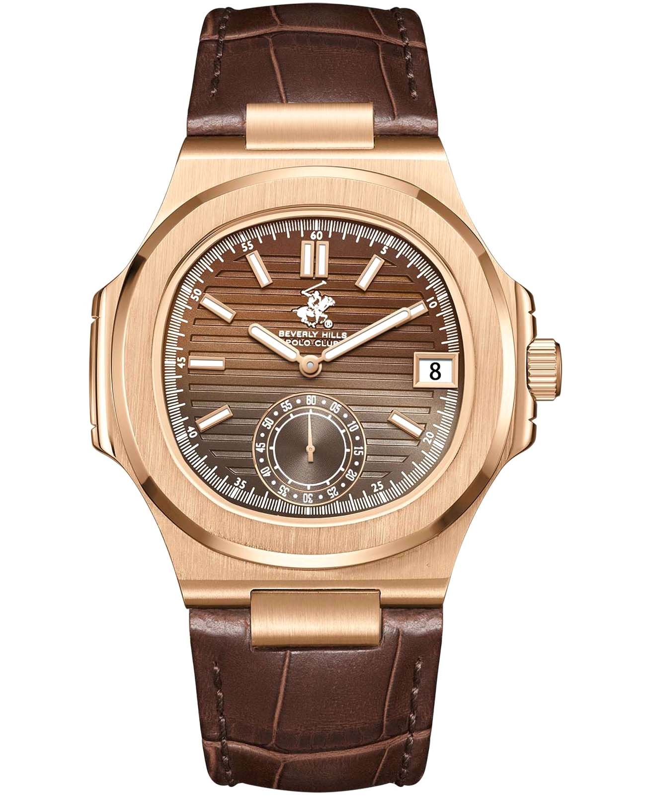 Beverly Hills Polo Club Beverly Hills Polo Club BP3792X.444  BP3792X.444 кварцевые мужские часы коричневый циферблат, браслет кожаный — вид спереди