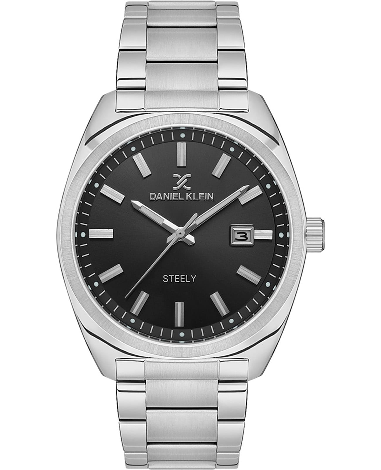 Daniel Klein Daniel Klein Steely DK.1.13701-2  DK.1.13701-2 кварцевые мужские часы черный циферблат, браслет нержавеющая сталь — вид спереди