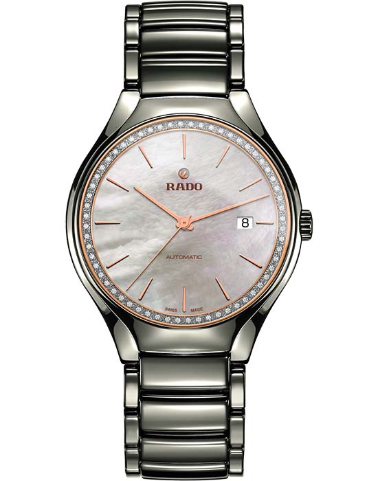 Rado Rado True Automatic Diamonds R27057852 Automatic R27057852 механические женские часы перламутровый циферблат, браслет плазменная керамика — вид спереди
