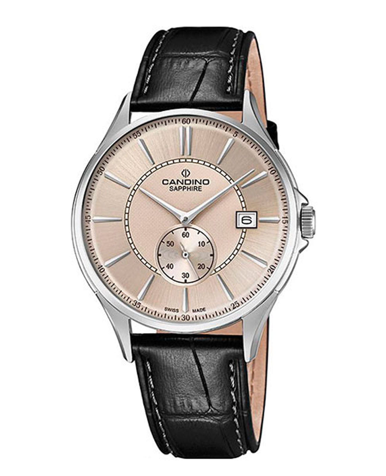 Candino Candino Classic C4634/2  C4634/2 кварцевые мужские часы бежевый циферблат, браслет кожаный — вид спереди
