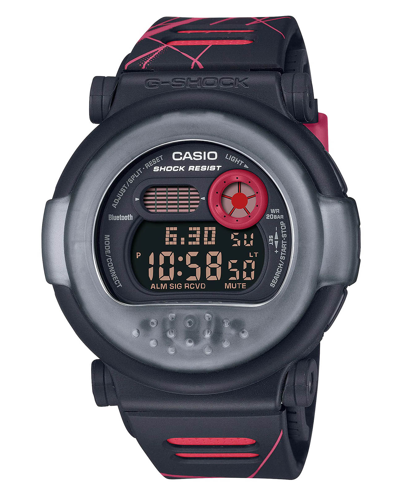 Casio Casio G-Shock G-B001MVA-1DR (G-B001MVA-1) G G-B001MVA-1 электронные мужские часы серый циферблат, браслет пластик — вид спереди