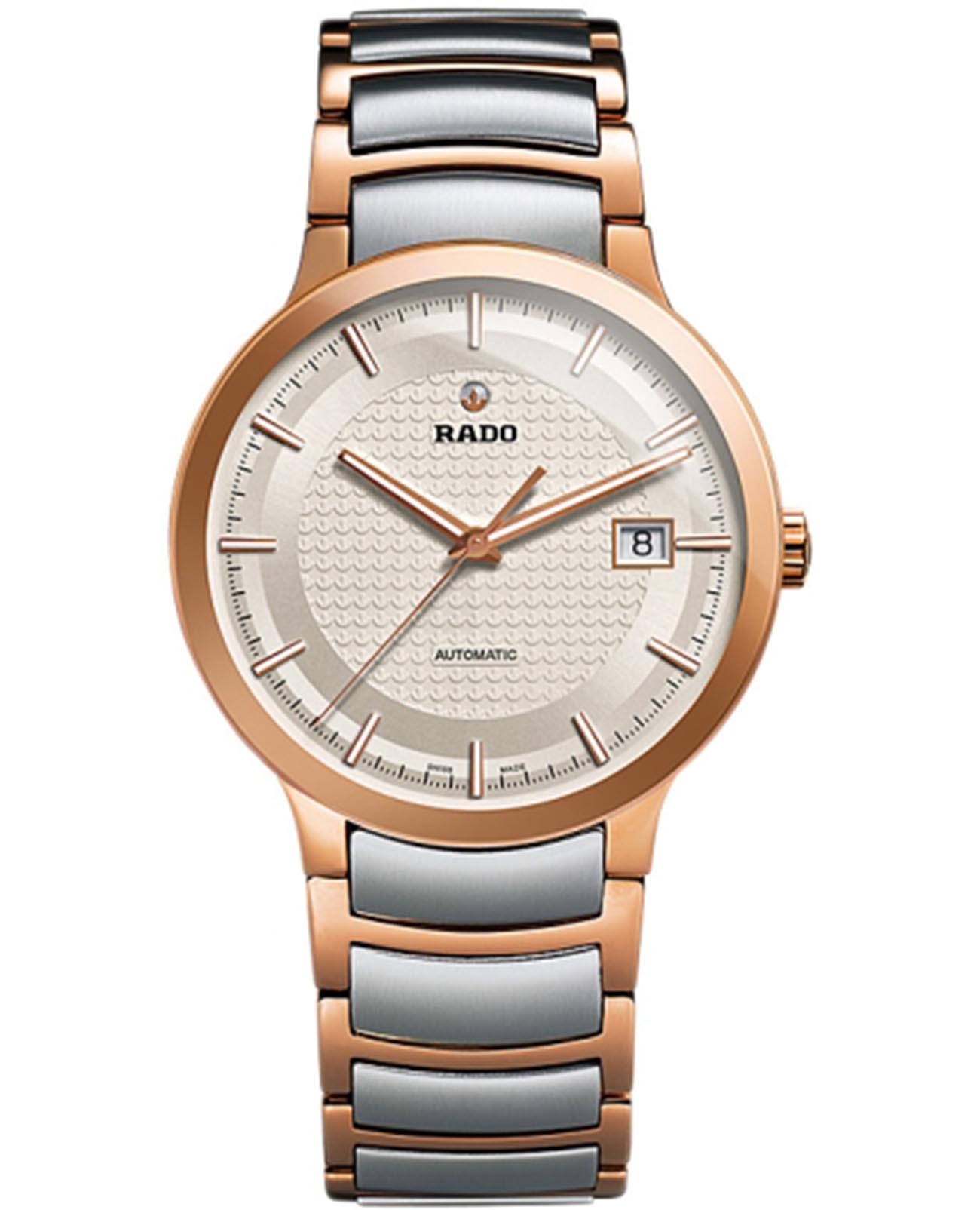 Rado Rado Centrix Automatic R30953123 Automatic R30953123 механические мужские часы белый циферблат, браслет сталь c pvd покрытием — вид спереди