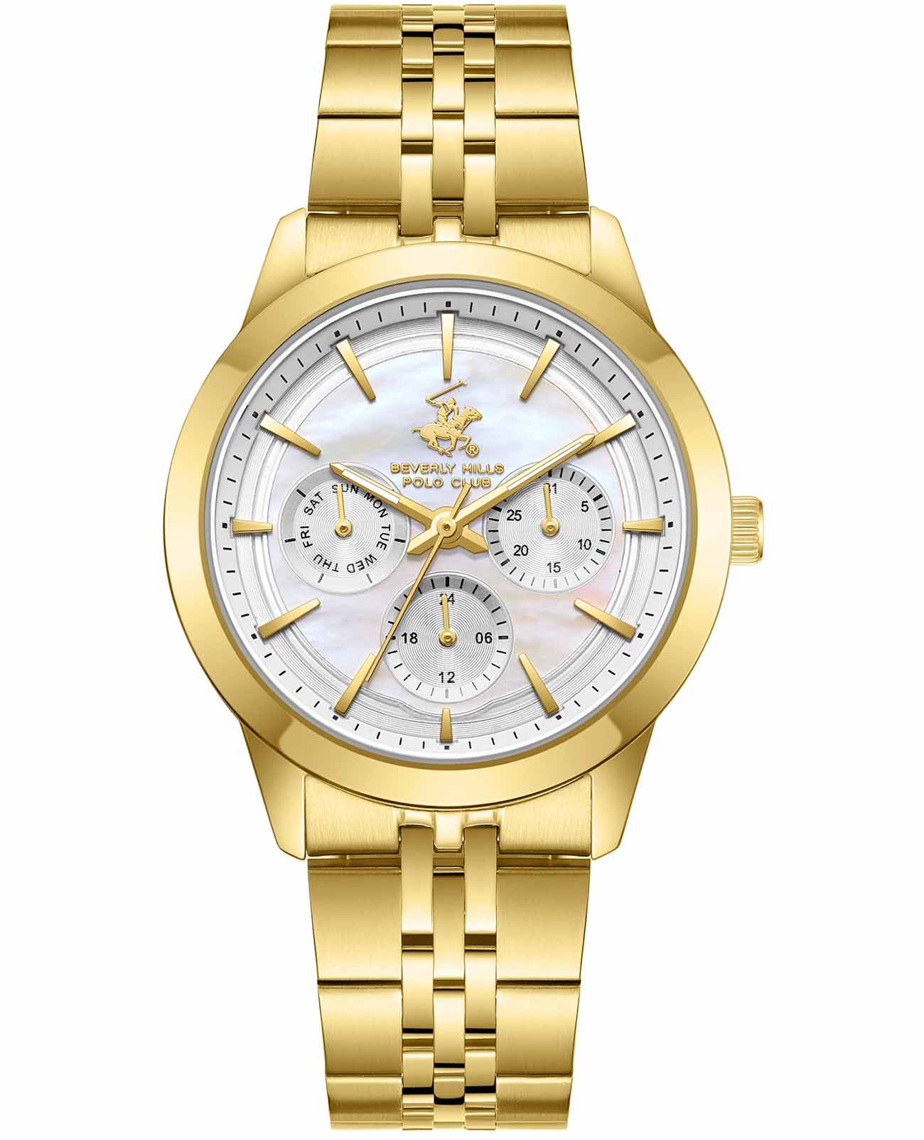 Beverly Hills Polo Club Beverly Hills Polo Club BP3705C.120  BP3705C.120 кварцевые женские часы белый циферблат, браслет нержавеющая сталь с pvd-покрытием — вид спереди