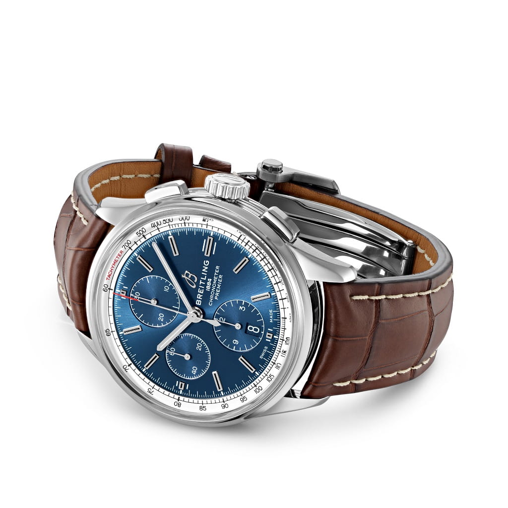 Breitling Breitling Premier Chronograph 42 A13315351C1P2, premier швейцария мужские часы на браслете кожаный боковой вид