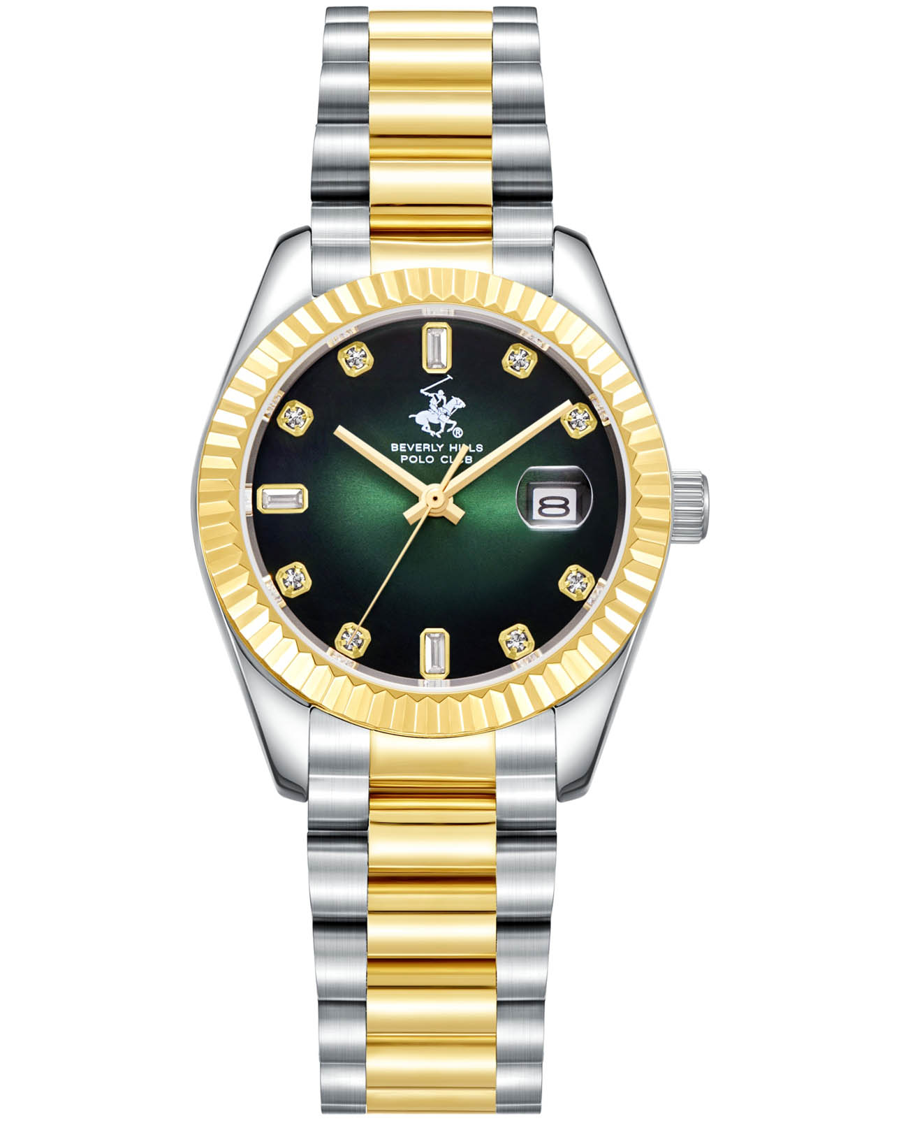 Beverly Hills Polo Club Beverly Hills Polo Club BP3801X.270  BP3801X.270 кварцевые женские часы зеленый циферблат, браслет нержавеющая сталь с ip-покрытием — вид спереди