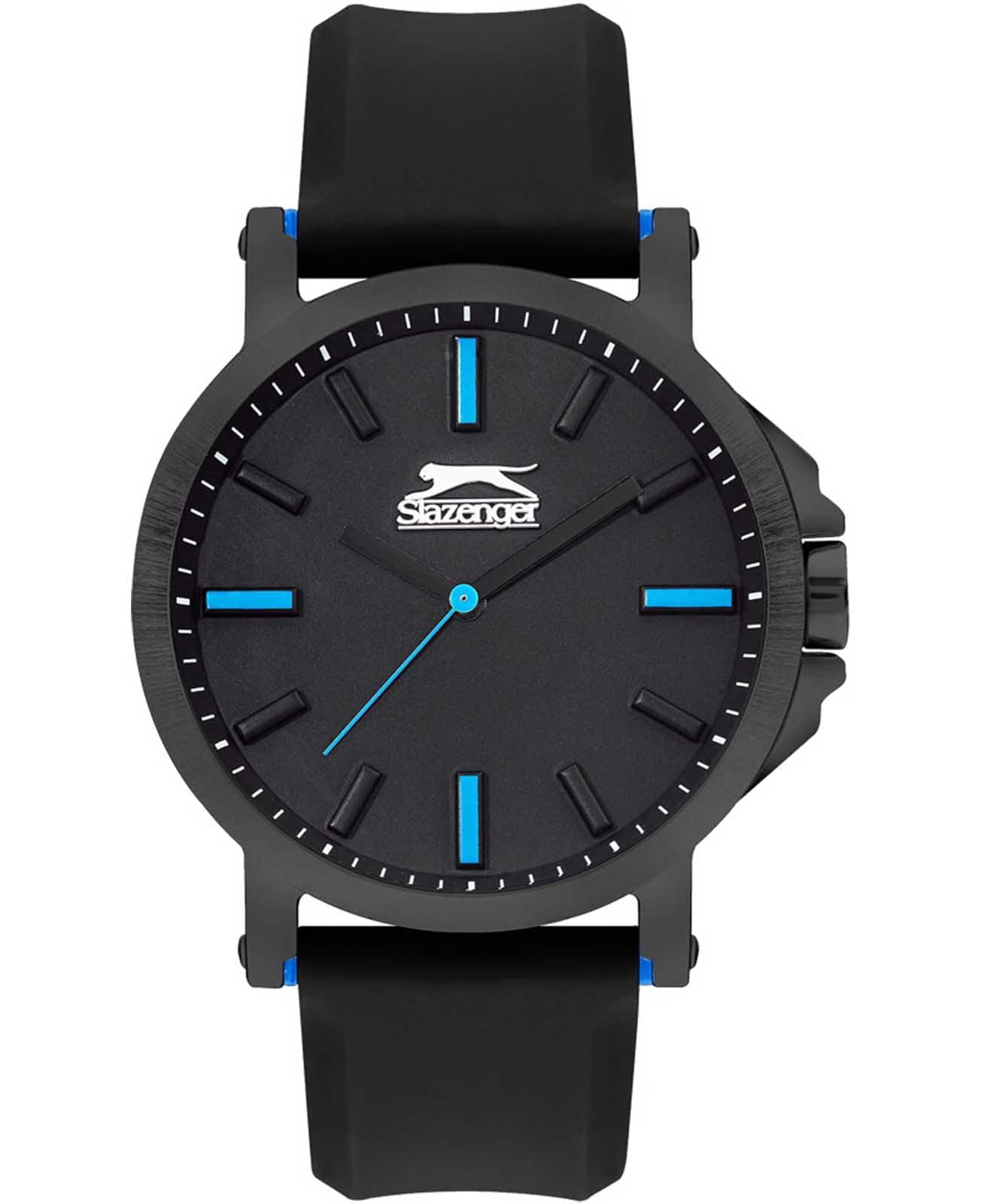 Slazenger Slazenger SL.09.2220.1.04  SL.09.2220.1.04 кварцевые мужские часы черный циферблат, браслет силикон — вид спереди