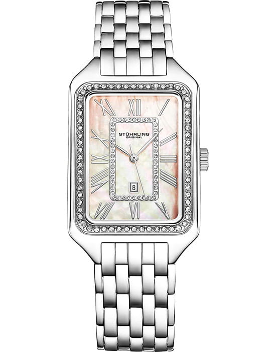 Stuhrling Stuhrling Lustra 4061.1  4061.1 кварцевые женские часы белый циферблат, браслет нержавеющая сталь — вид спереди