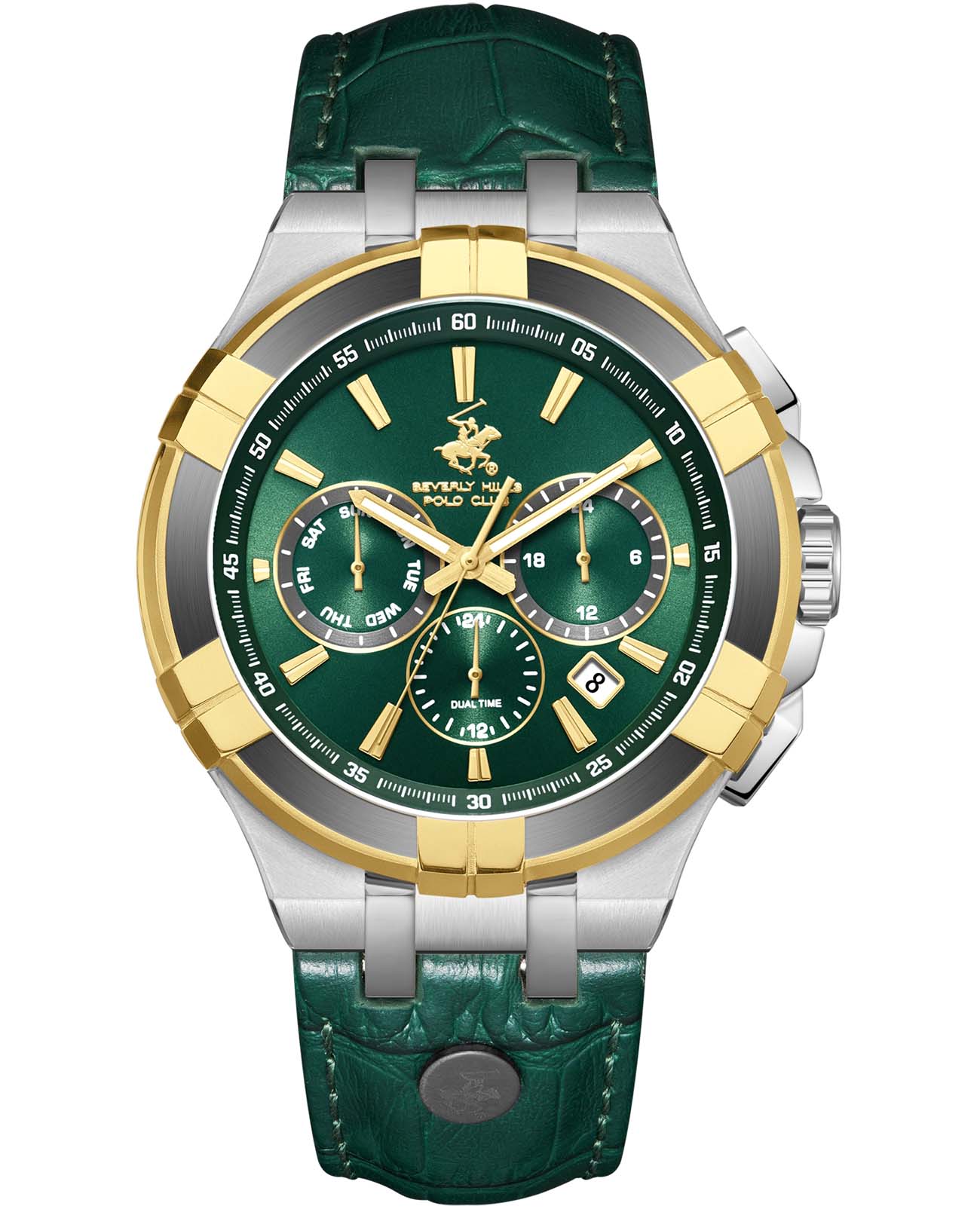 Beverly Hills Polo Club Beverly Hills Polo Club BP3803X.277  BP3803X.277 кварцевые мужские часы зеленый циферблат, браслет кожаный — вид спереди