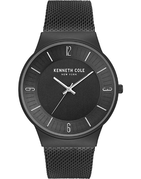 Kenneth Cole Kenneth Cole KC50800001  KC50800001 кварцевые мужские часы черный циферблат, браслет сталь c pvd покрытием — вид спереди
