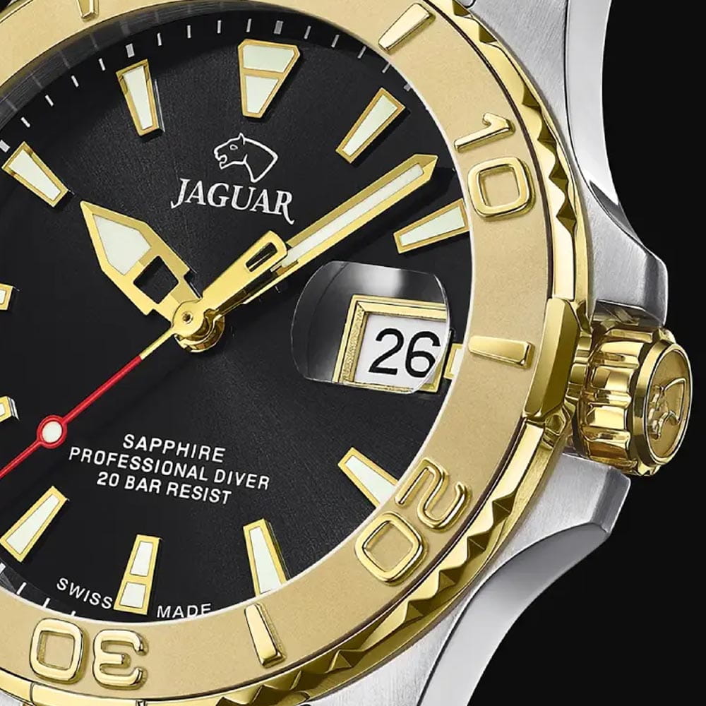 Jaguar Jaguar Couple Diver J970/3,  швейцария мужские часы на браслете нержавеющая сталь с pvd-покрытием боковой вид