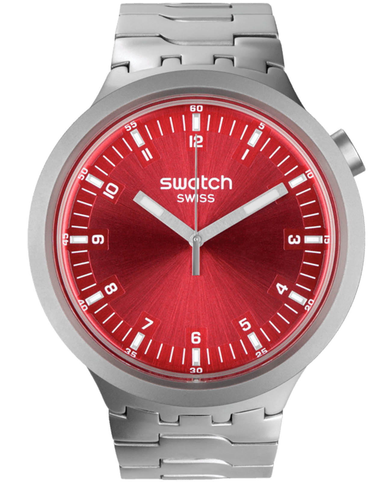 Swatch Swatch Big Bold Irony Standard SB07S104G  SB07S104G кварцевые мужские часы красный циферблат, браслет нержавеющая сталь — вид спереди