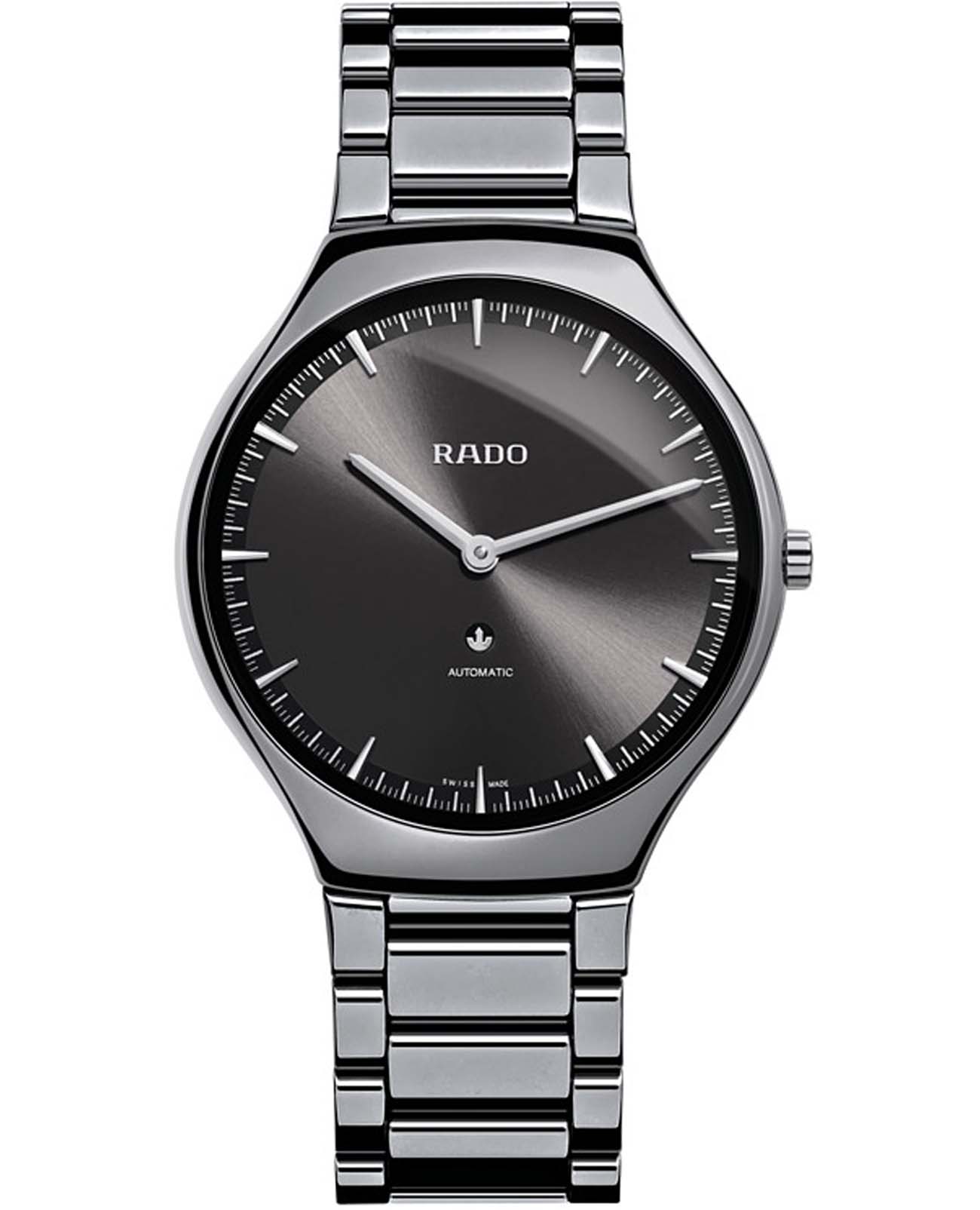 Rado Rado True Thinline Automatic R27972112 Automatic R27972112 механические мужские часы черный циферблат, браслет высокотехнологичная плазменная керамика — вид спереди