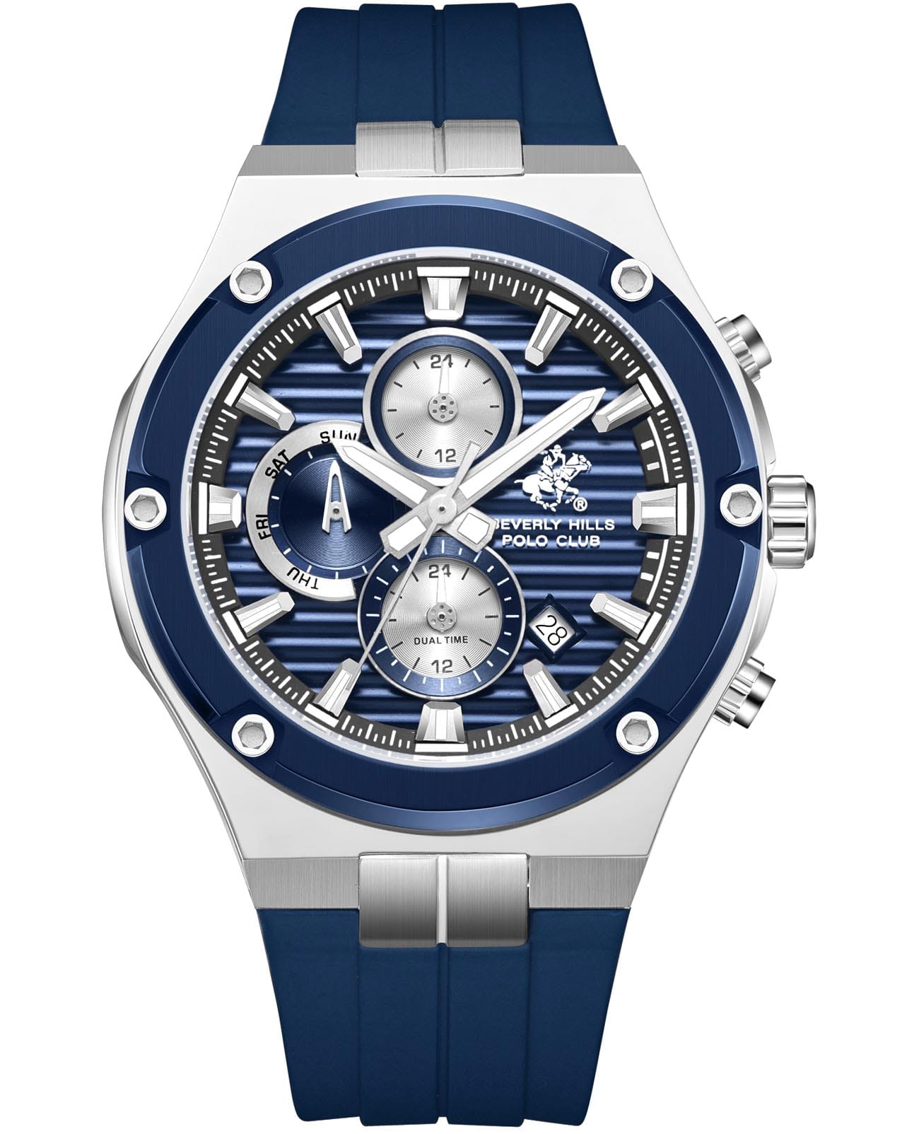 Beverly Hills Polo Club Beverly Hills Polo Club BP3822X.399  BP3822X.399 кварцевые мужские часы синий циферблат, браслет каучук — вид спереди