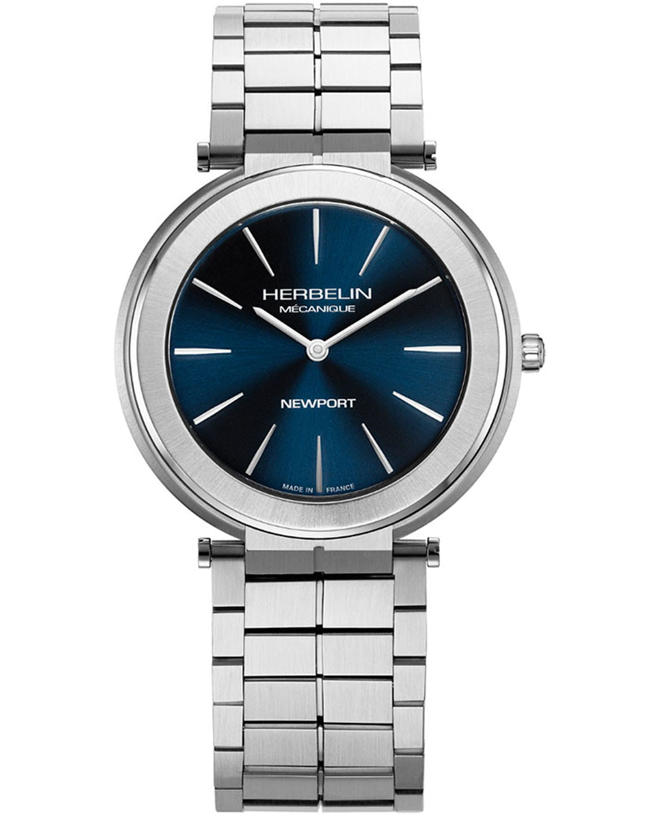 Herbelin Herbelin Newport Slim 1222B15S  1222B15S механические мужские часы синий циферблат, браслет нержавеющая сталь — вид спереди