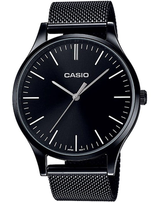 Casio Casio Collection LTP-E140B-1A Retro LTP-E140B-1A кварцевые женские часы черный циферблат, браслет сталь с ip покрытием — вид спереди