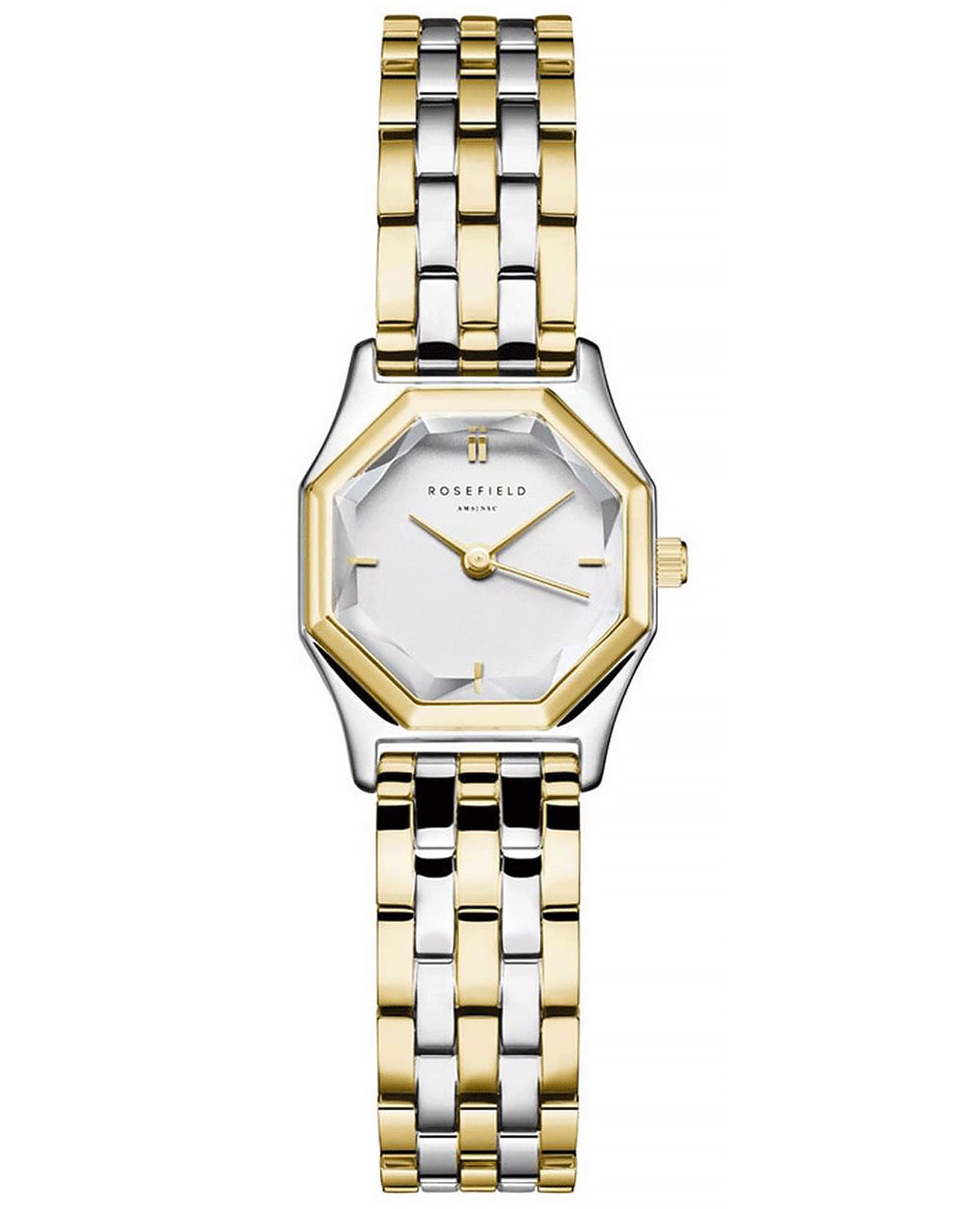 Rosefield Rosefield The Gemme GWSSS-G03  GWSSS-G03 кварцевые женские часы золотой циферблат, браслет нержавеющая сталь с ip-покрытием — вид спереди